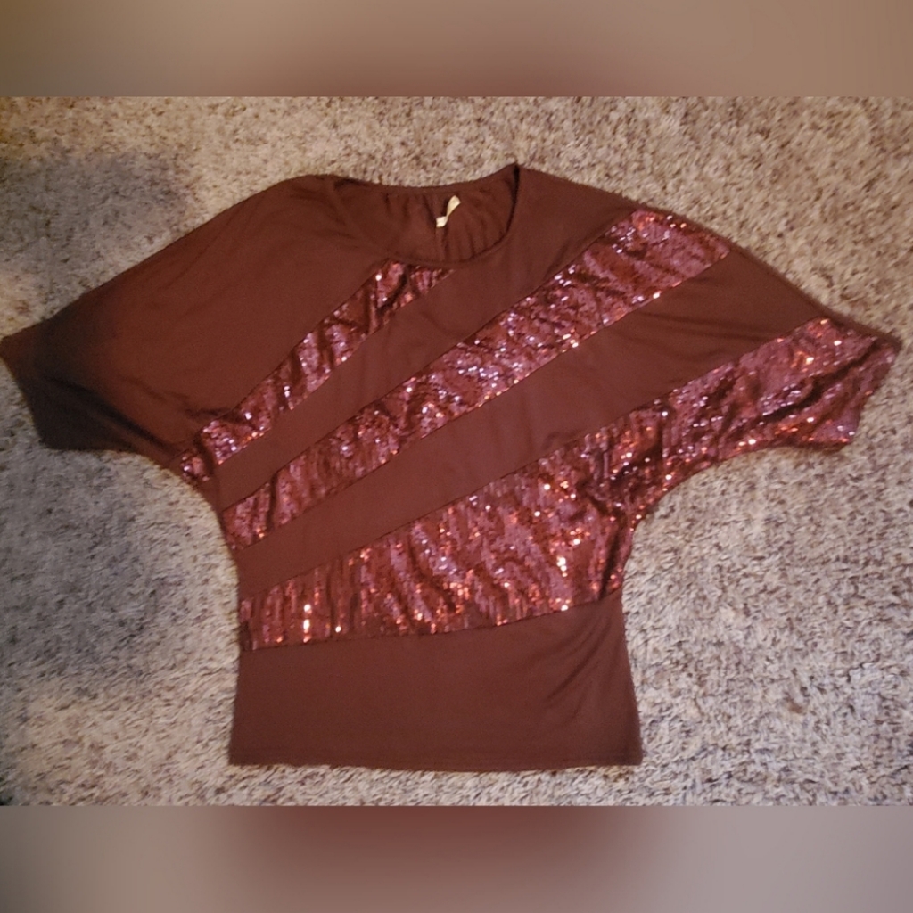 Brown Sequenced Top